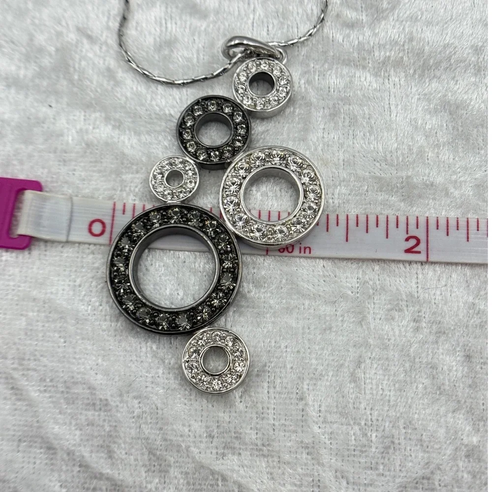 Nolan Miller Thailand Silver Tone Circle‎ Pendant Necklace Costume Jewelry
